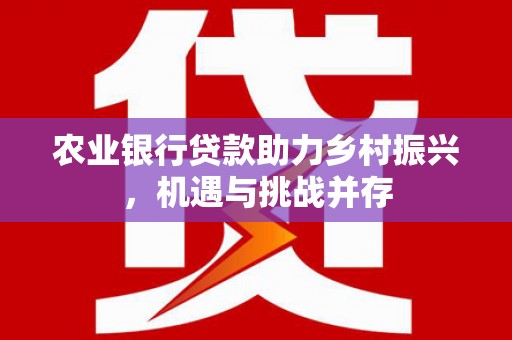 闸北农业银行贷款助力乡村振兴，机遇与挑战并存